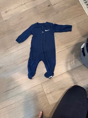 Nike Navy Blue Footed Baby One-Piece with White Swoosh